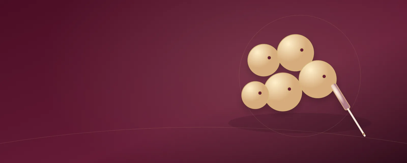 Bold abstract breast-medical banner artwork with rose anatomy contours and champagne-gold highlights