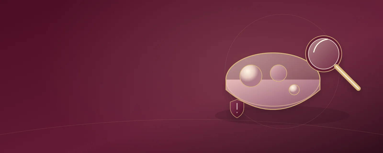 Bold abstract breast-medical banner artwork with rose anatomy contours and champagne-gold highlights