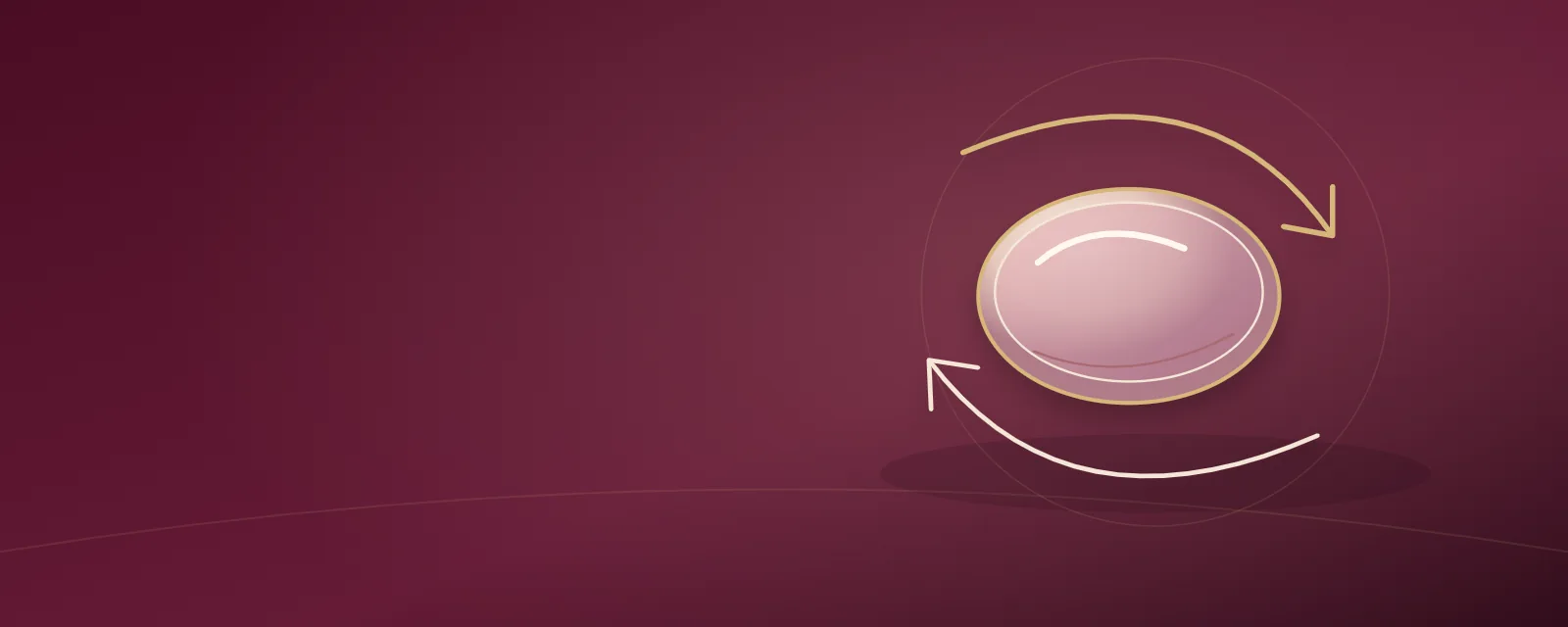 Bold abstract breast-medical banner artwork with rose anatomy contours and champagne-gold highlights