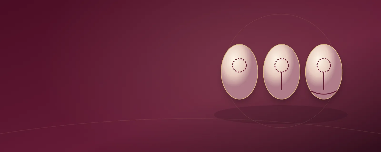 Bold abstract breast-medical banner artwork with rose anatomy contours and champagne-gold highlights
